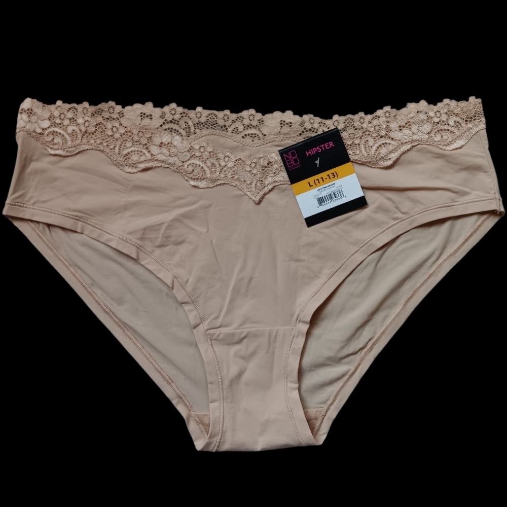 No Boundaries Lace Trim Hipster Panties - Beige